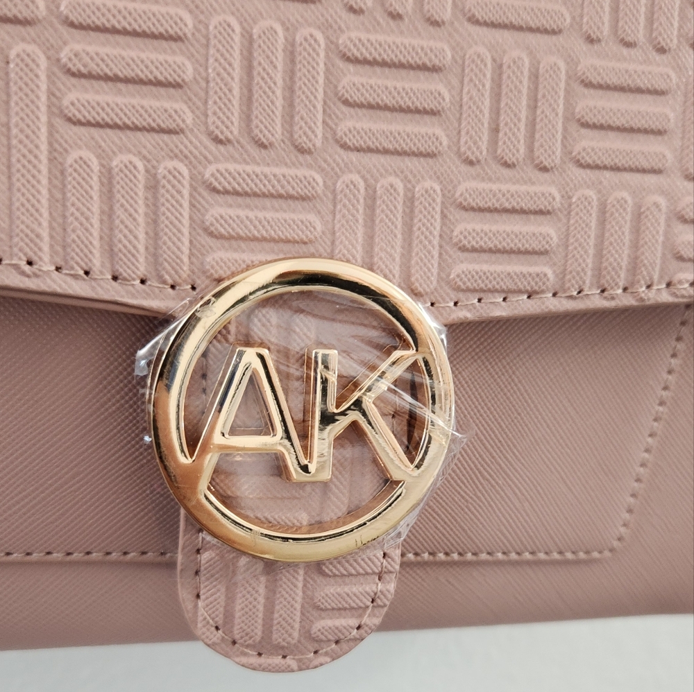 Anne Klein Wallet on a Chain Crossbody Bag Rose Logo Print Chain Strap - Picture 4 of 16